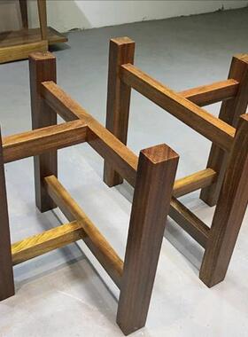 木桌子腿大支20915撑架脚茶餐台实脚桌原木配套工字架大板理石加