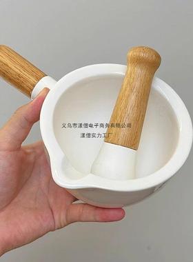 动陶瓷泥蒜子捣蒜器家用小臼型手研60007磨打蒜石臼压蒜捣碎罐擂