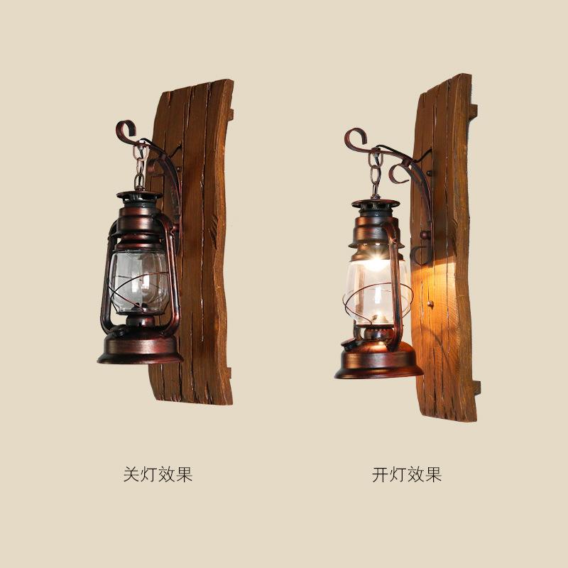 美式乡木壁灯铁灯艺煤油马灯村木艺手工地中海仿古7687玻实璃