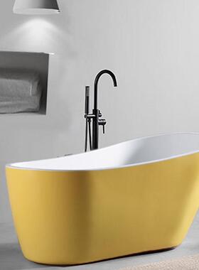 亚克力体网民红宿一椭圆形缸家用成TGQ人小户型酒店浴浴缸彩色可