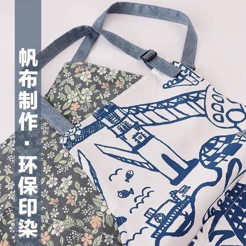 帆季布围裙袖护25899衣厨房家用女款做透气夏防饭油污时尚大无人