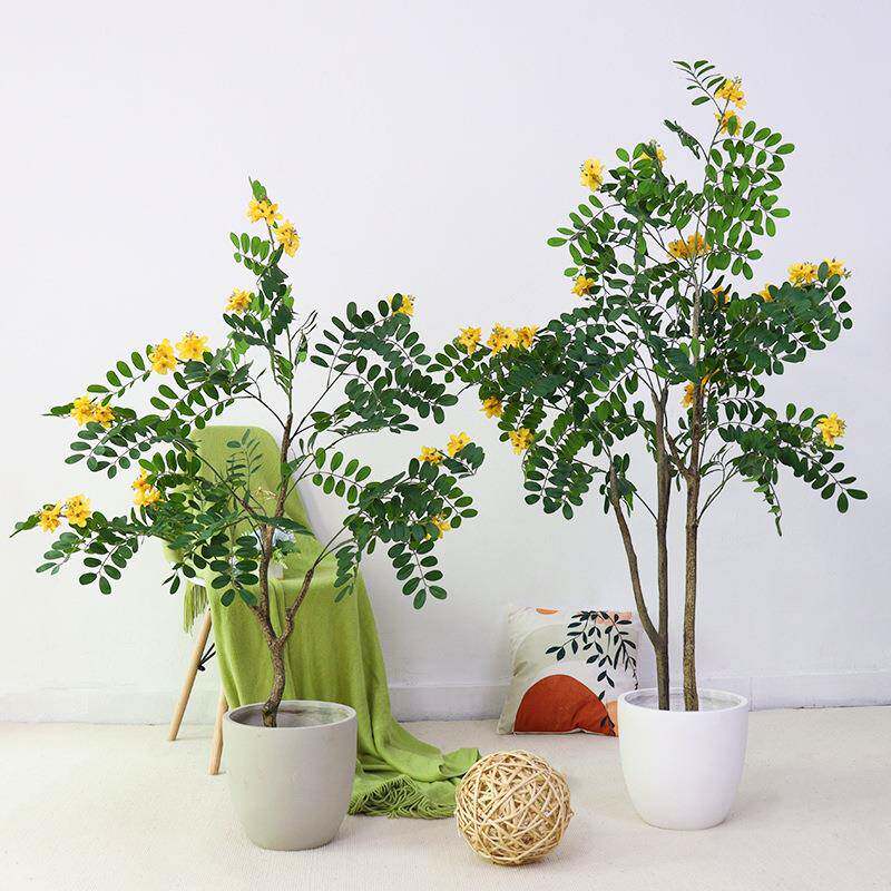 仿真槐花树园林造景观盆景假绿植落地摆放花卉仿真黄花槐树