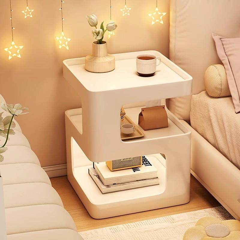 小型床头柜简约现代家用卧室床头置物架子铁艺轻奢客厅沙发边几