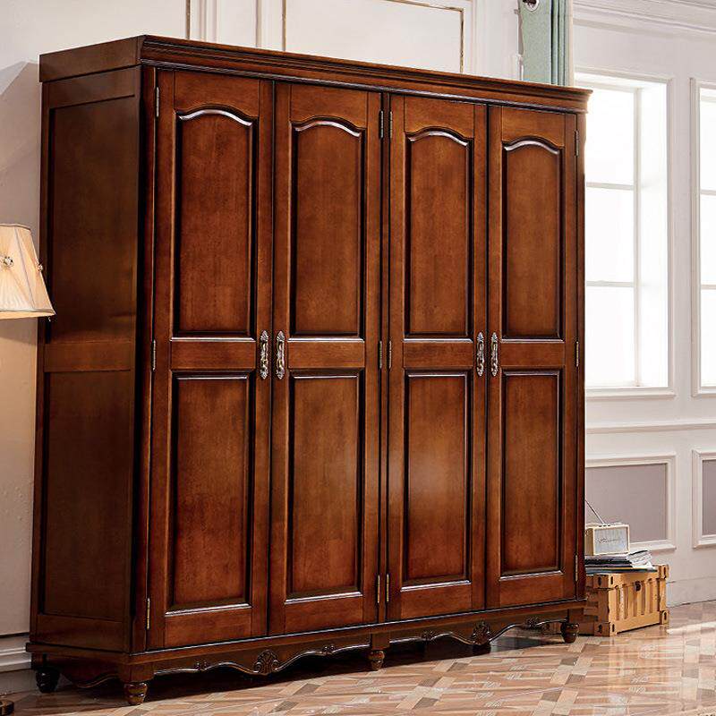 美式轻奢复古全实木衣柜卧室大衣橱现代简约小户型家用抽屉大衣柜