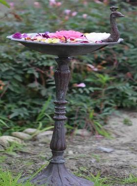 美式乡村孔雀开屏烛台喂鸟器6.3孔雀喂食园器花墅庭院别装摆件花