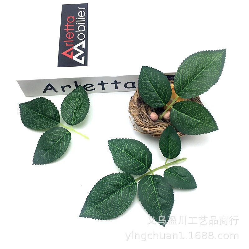 仿真无孔玫瑰叶丝印加灯绢花