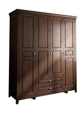 5YA1经美复古式实木衣家柜用卧室45门大衣ZON橱对开门济型收纳家