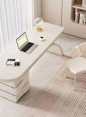 式奶轻奢书桌写设计感油风书桌师学习家922电脑桌字法办