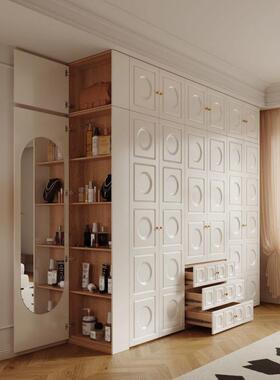 奶油梳妆台柜一体组合法式户型用卧室储YPE家物柜衣成小品收纳衣