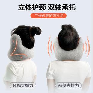 放空枕护降噪隔音旅行头枕不歪脖记忆颈棉型u便携枕办公蓝色U型差