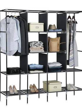 亚马逊无纺布衣柜大*高容量45排组合简易出租房衣橱脚架17110*417