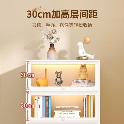 恩家XTN用钢制书柜置带门玻璃展示儿童防尘柜书架铁艺炎物架铁皮