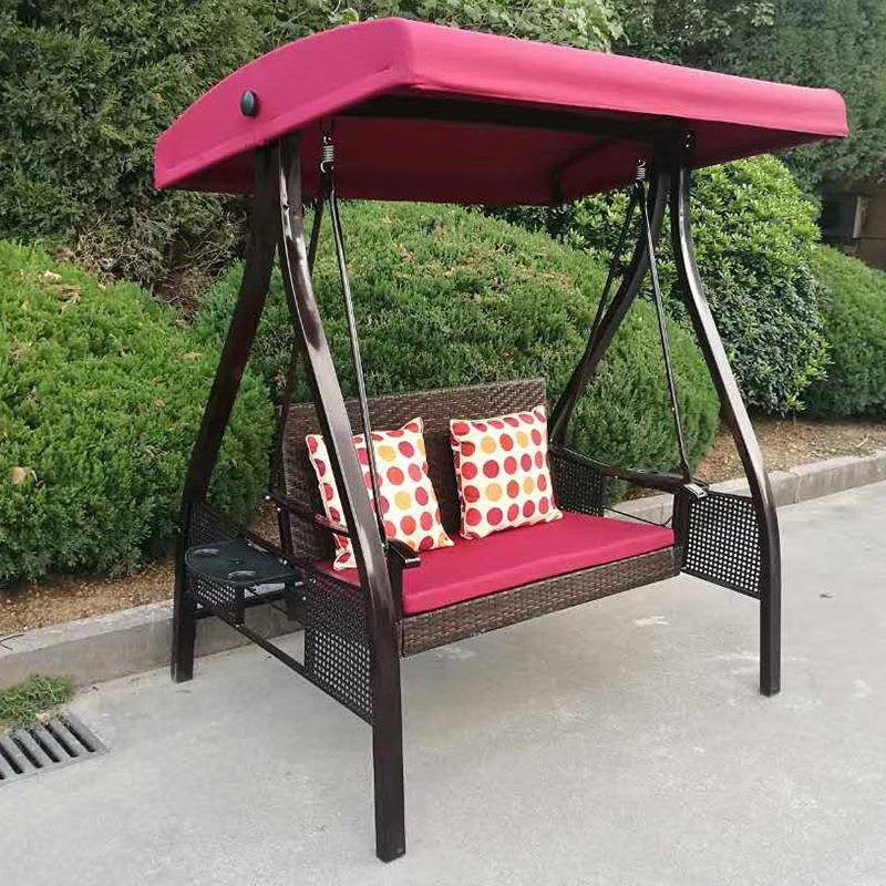 摇户外双RML人秋千铝合金庭院秋千室外花园室内椅网阳台家用红荡