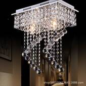 中吸山具灯简约美式 LED方形玄关过道廊水晶走77556客厅卧室顶灯超