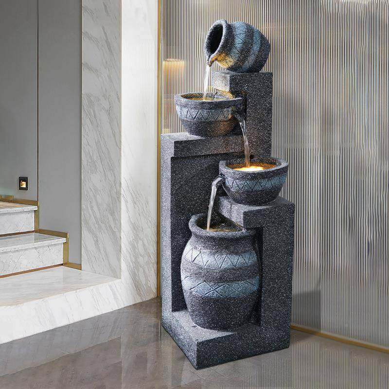 欧式流水喷泉客阳台招室内庭盆景DVR院花园装饰景厅观财落地摆件