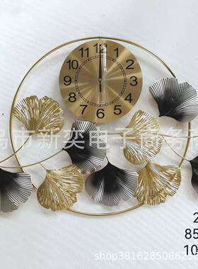 铁艺客厅钟静音扫秒卧墙钟表壁轻奢羽毛挂创意挂表室RAB时钟热卖