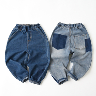 水洗软牛仔 儿童牛仔裤 男童女童老爹裤收口长裤 春秋款童装