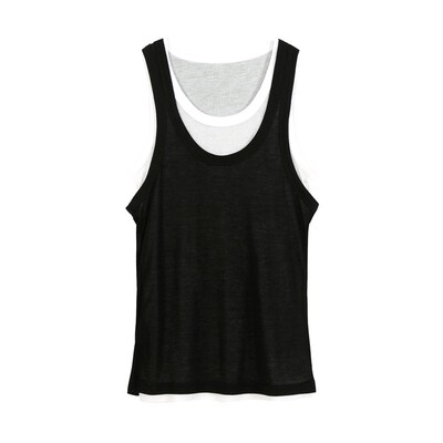 DOROTHY丨修身假两件无袖背心T恤女2024新款双层叠穿设计感打底衫