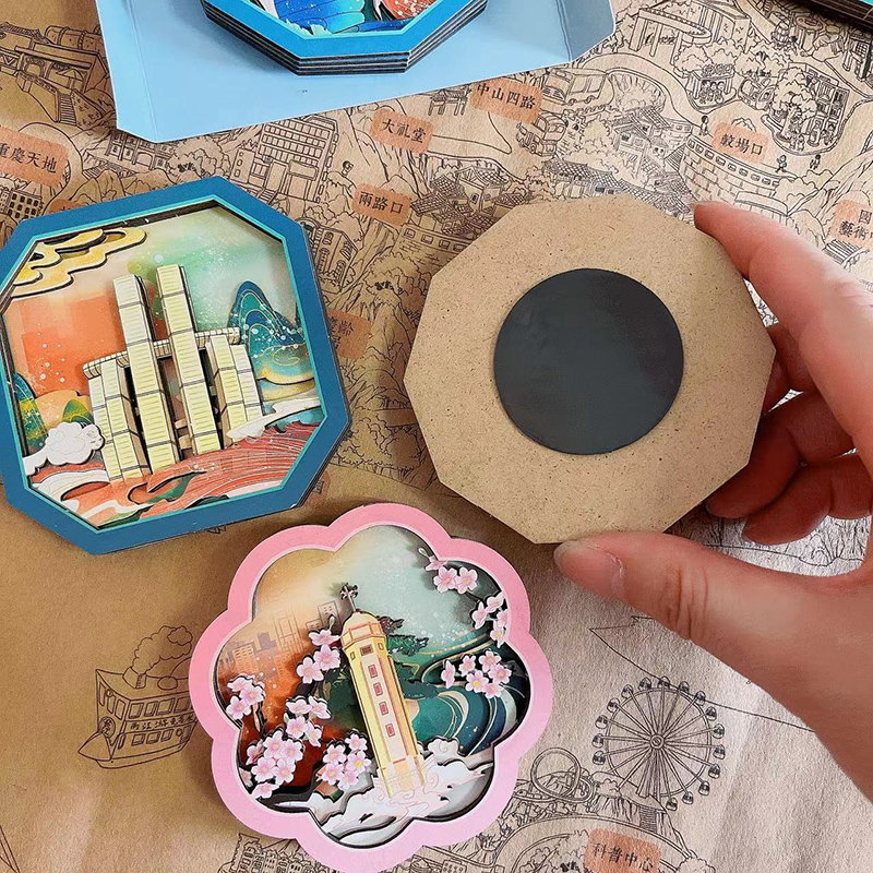 重庆木质旅游留念纪念品装饰冰箱贴磁铁卡通景观立体彩绘伴手礼物