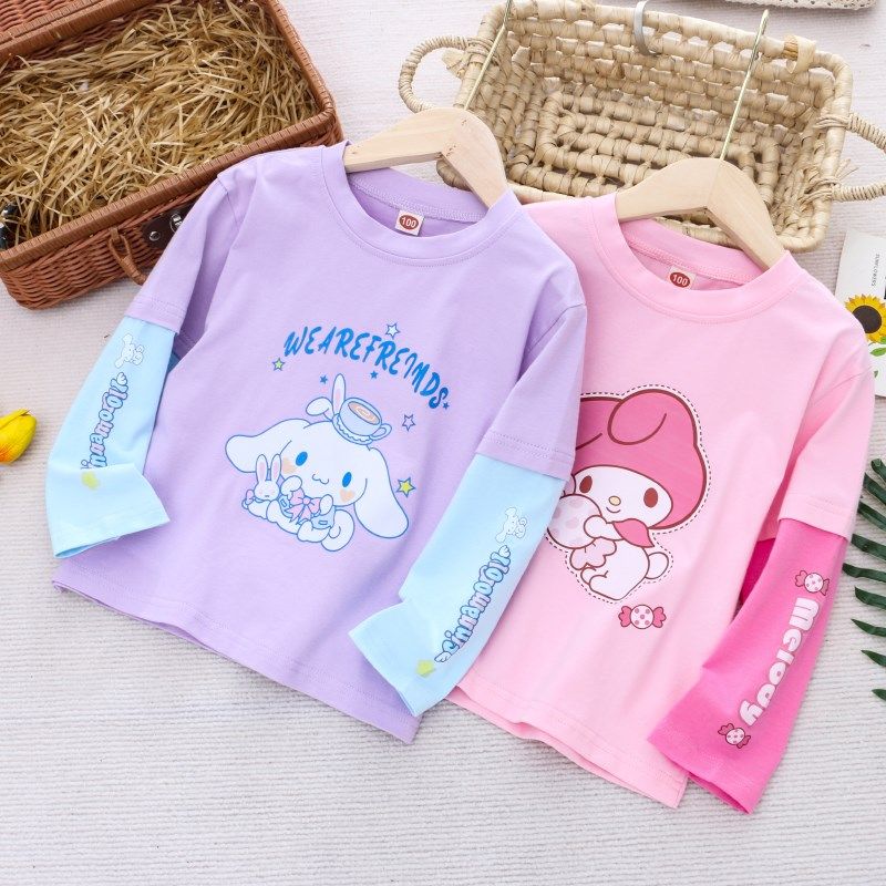 女童纯棉拼接假两件T恤 春秋款儿童装小女孩女宝宝卡通长袖打底衫,童装/婴儿装/亲子装,T恤,淘宝优惠券,粉丝福利购,淘宝优惠卷