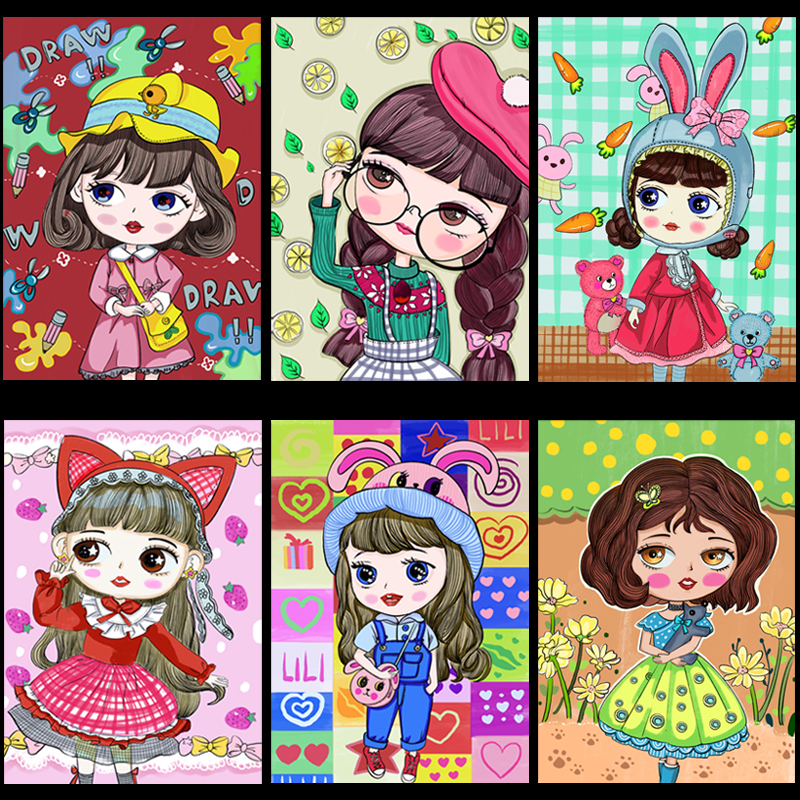 少儿美术创意临摹卡画室用马克笔人物动漫手绘儿童卡通漫画高清图