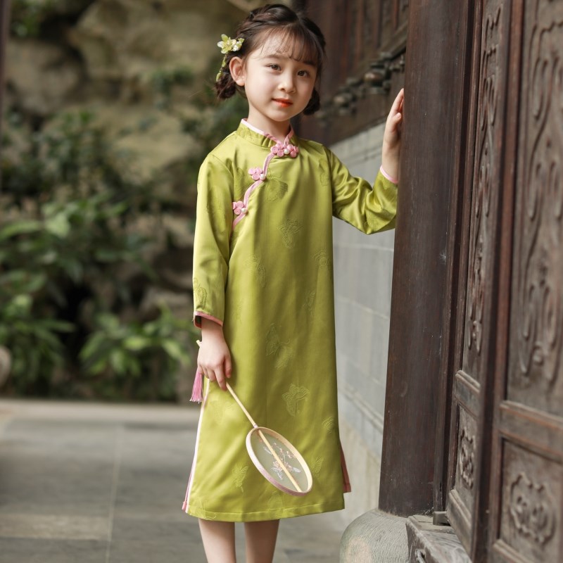 2024女童旗袍新款中式连衣裙中国风儿童小旗袍改良版汉服宝宝长款