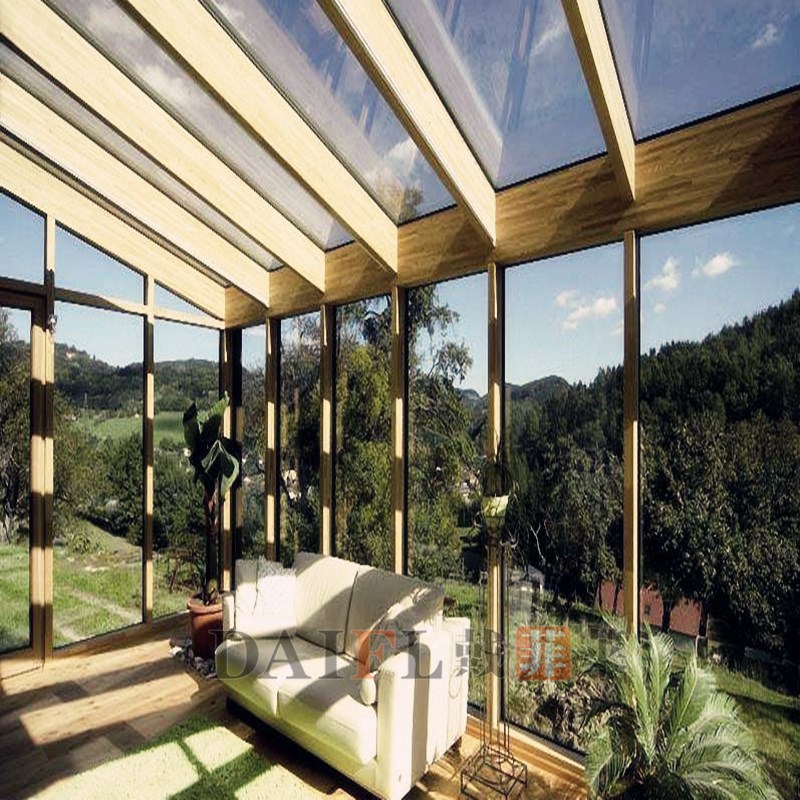 封阳台铝包木阳光房定制断桥铝合金门窗别墅花园保温隔音玻璃花房