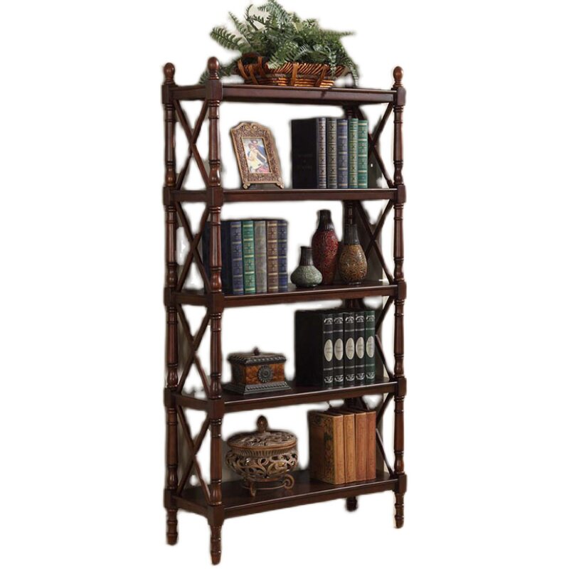 欧式书架书柜多层卧室收纳简约学生家用美式客厅置物架落地全实木