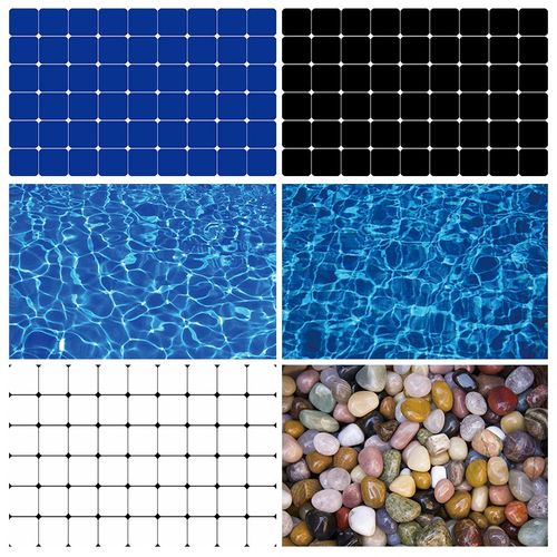 鱼缸背景纸画高清图3d立体壁纸风底部贴纸黑白蓝鹅卵石水蓝系列