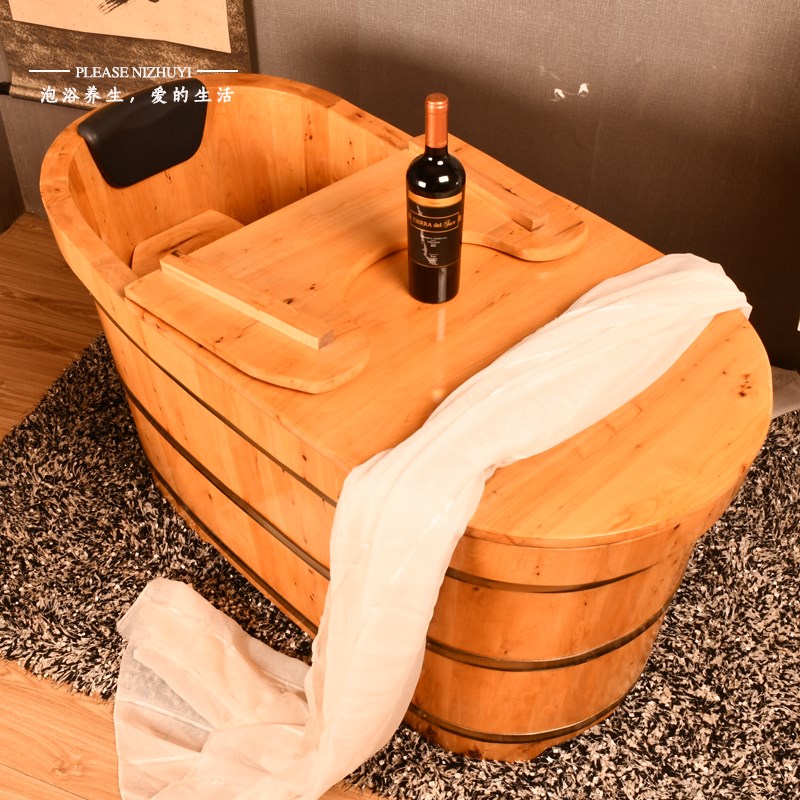 香柏木泡澡熏蒸木桶浴桶加盖成人洗澡木桶浴缸蒸汽桑拿木桶沐浴桶