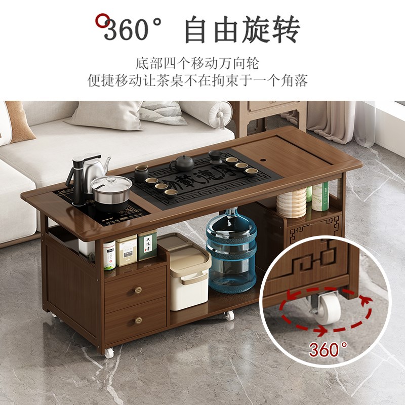 移动边几茶桌客厅沙发茶几家用非实木茶车烧水壶一体式茶水柜推车