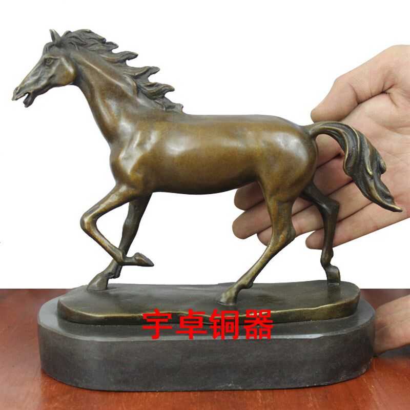 宇卓铜器 纯铜马 工艺品 摆件动物摆件大理石底座马
