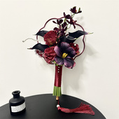 新中式 新娘手捧花晨袍接亲成品团扇婚纱摄影道具花束领证登记手捧