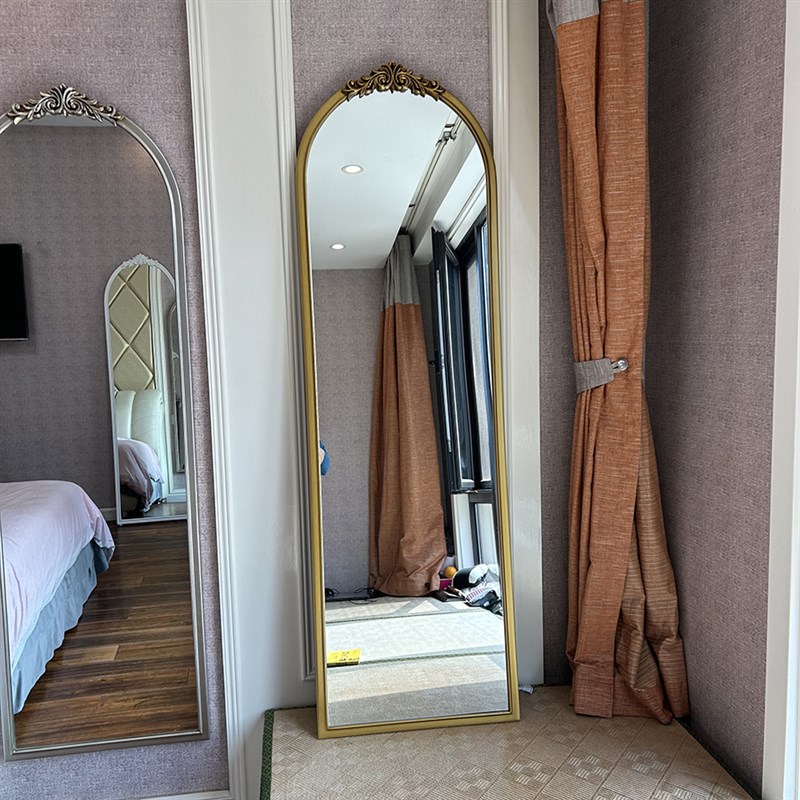 法式复古雕花穿衣镜家用壁挂全身镜贴墙欧美式简约衣帽间落地镜子