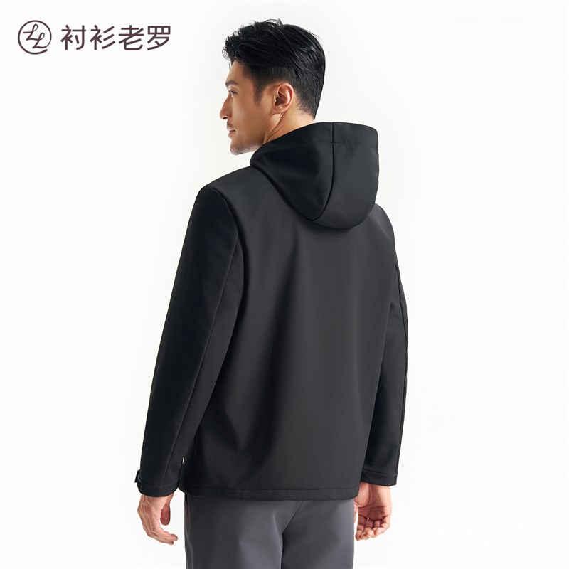衬衫老罗[风尚十号]连帽夹克男款防泼水加厚加绒外套247C0J513N