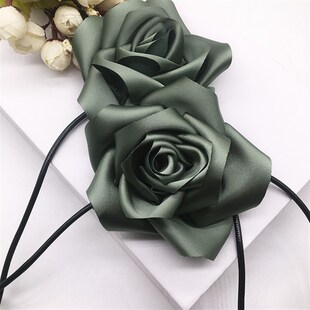 墨绿色大花绑带窗帘花朵装饰系带绸缎花束扎带窗饰辅料配件束带