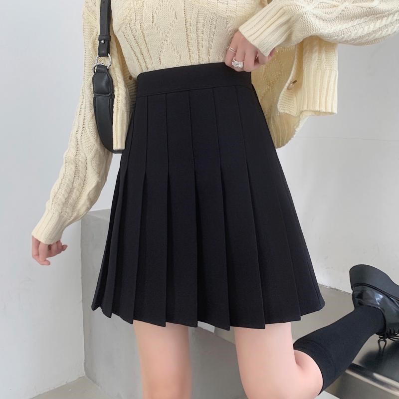 加长版百褶裙女遮胯a字裙显瘦半身裙秋冬大码胖mm高腰裙裤jk短裙