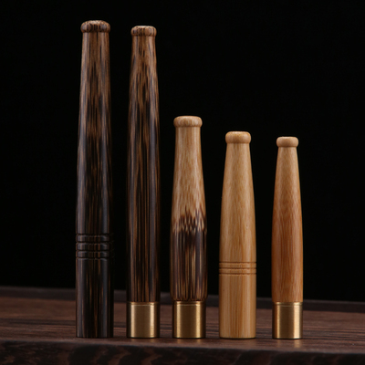 手工打磨金丝竹实心竹文玩盘玩老玉竹枝烟嘴过滤器竹制吸烟器送礼