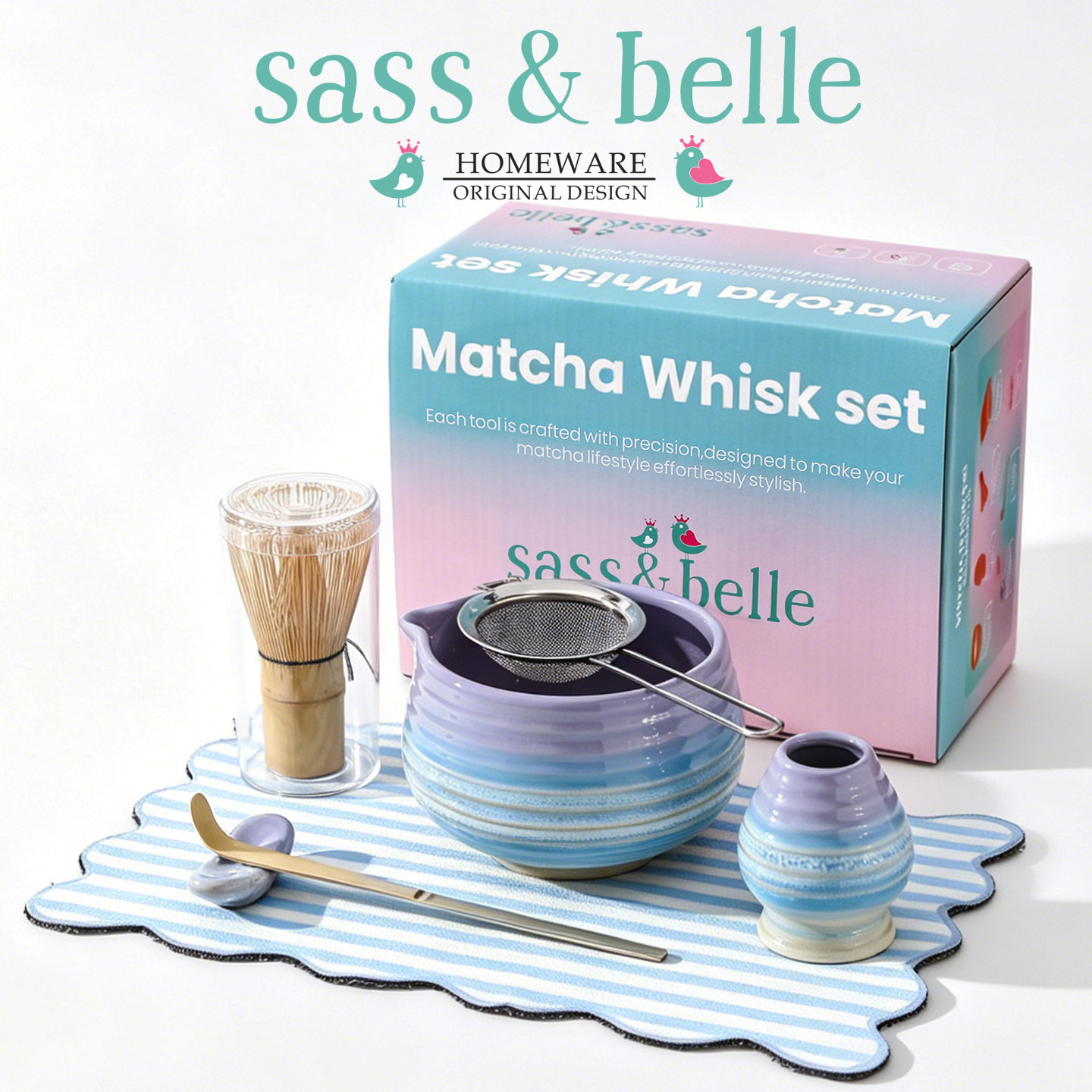 Sass&Belle英国原创高档抹茶工具套装陶瓷抹茶碗茶筅茶道点茶器具