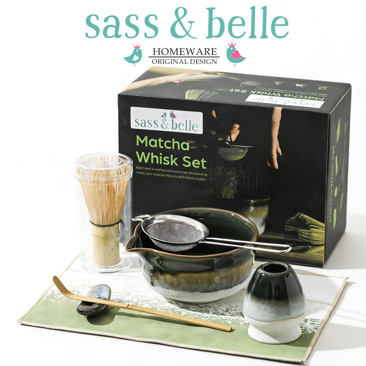 Sass&Belle英国原创陶瓷抹茶工具套装手工抹茶碗茶筅打抹点茶碗