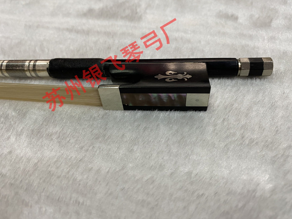 黑碳纤白铜乌木雕花碳纤维小提琴弓4/4成人弓白马尾