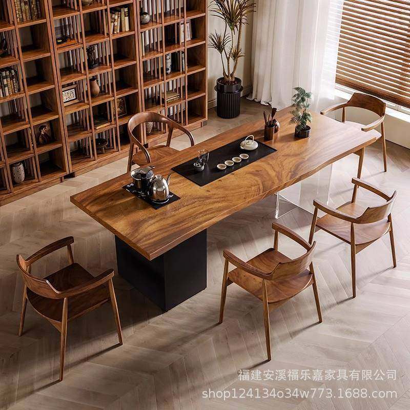 新中式南美黑胡桃木亚克力实木大板办公室茶室功夫泡茶桌椅组合,农用物资,其他肥料,淘宝优惠券,粉丝福利购,淘宝优惠卷