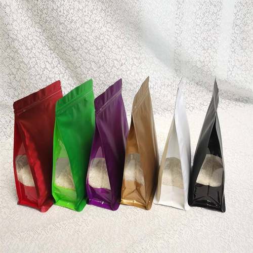 侧窗彩色八边开封密封链袋,杂粮大米包装袋,货食干SNJ品分类收纳