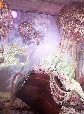热LKO百界婚庆道铁艺热气球摆件浪漫婚礼舞摆台布置背景气球装具