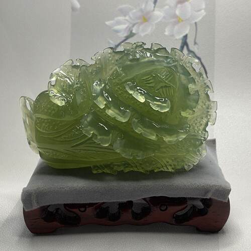 天然白菜岫玉摆件手工玉