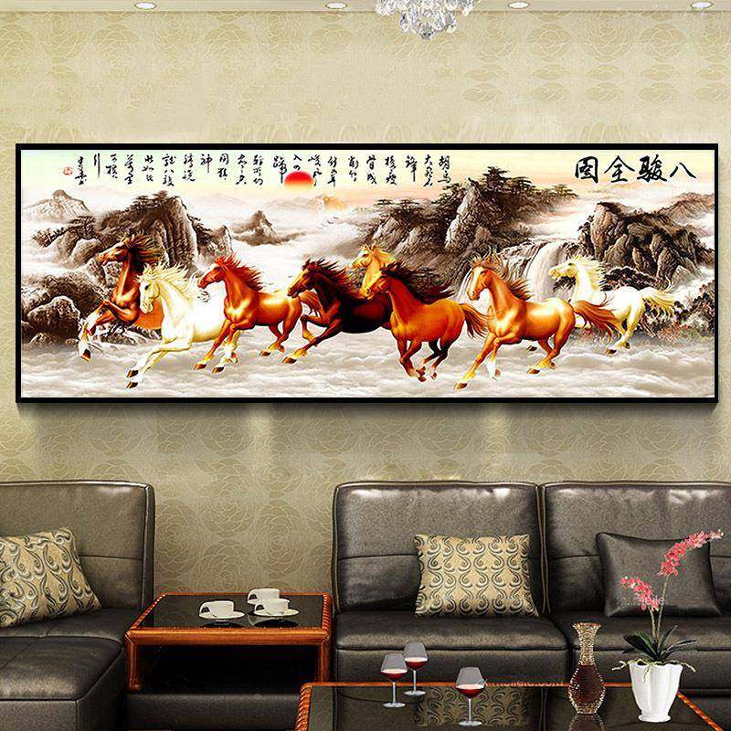 美岸2025新款5D钻石画马卧到功满/钻客厅砖点石秀贴室钻钻石绣成