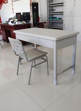 制式屉学习桌二抽桌办公桌灰XOV白桌营房桌椅三椅三斗抽屉桌靠背