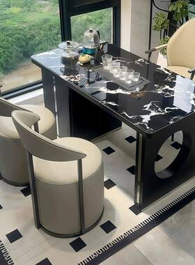 椅新款阳YUA台用茶桌组合现代简几约奢石岩板泡茶家客厅办公室泡