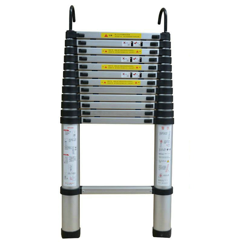 伸缩梯子带钩子加厚8米一v字直梯铝合金竹节升降便携工程梯家用梯