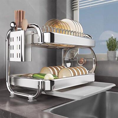 加厚碟不锈钢碗碟收纳架沥水碗厨盘房KIP26156置物架功能放碗多子